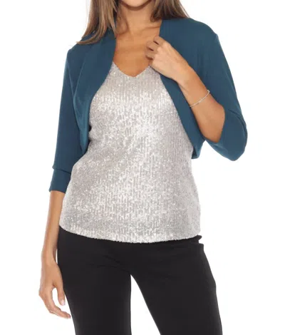 Joseph Ribkoff Scuba Crepe 3/4 Sleeves Fitted Bolero In Twilight In Multi