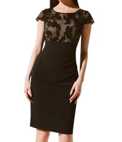 Joseph Ribkoff Scuba Crepe And Novelty Sheath Dress In Black
