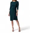 Joseph Ribkoff Scuba Crepe Boat Neckline Sheath Dress In Alpine Green In Multi
