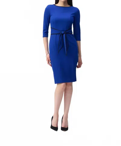 Joseph Ribkoff Scuba Crepe Mini Sheath Dress In Royal Sapphire/black In Multi