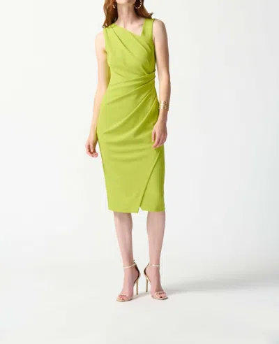 JOSEPH RIBKOFF SCUBA CREPE ROUCHE DRESS IN KEYLIME