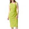 Joseph Ribkoff Asymetrical Sleeveless Sheath Dress In Key Lime In Multi