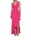 Joseph Ribkoff Scuba Crepe Trumpet Gown In Shocking Pink In Pink