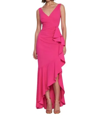 Joseph Ribkoff Scuba Crepe Trumpet Gown In Shocking Pink