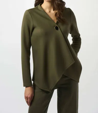Joseph Ribkoff Scuba Jersey Trapeze Jacket In Khaki In Green