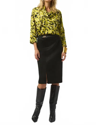 Joseph Ribkoff Scuba Suede And Leatherette Pencil Skirt In Black