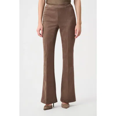 Joseph Ribkoff Scuba Suede Flared Pull-on Pants In Brown