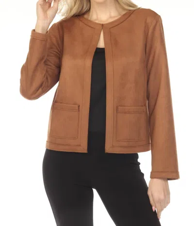 Joseph Ribkoff Scuba Suede Long Sleeve Jacket In Brown
