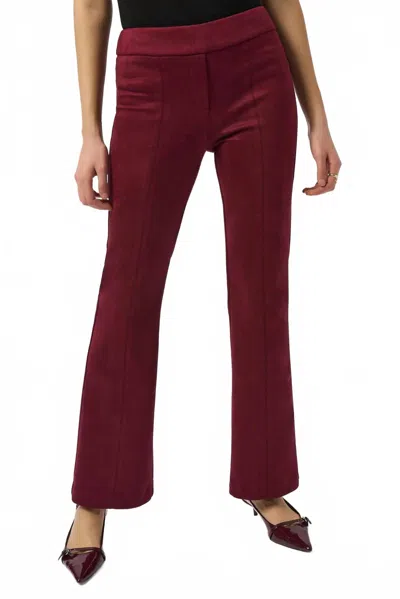 Joseph Ribkoff Scuba Suede Pull On Flared Pants In Merlot In Burgundy