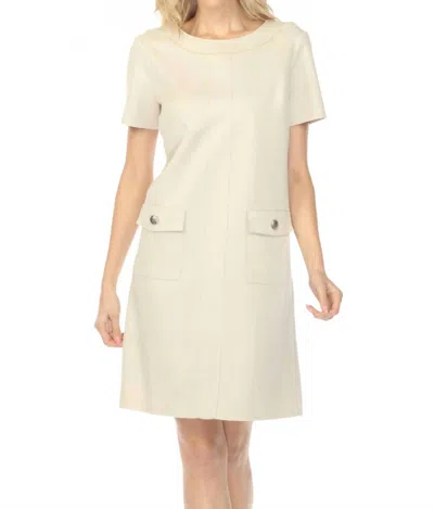 Joseph Ribkoff Scuba Suede Shift Mini Dress In Moonstone In Neutral