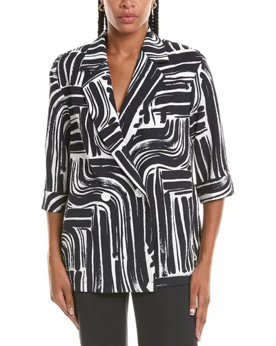 Joseph Ribkoff Seersucker Printed Jacket In Black