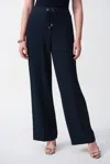 Joseph Ribkoff Seersucker Wide Leg Pull-on Pants In Midnight Blue In Blue