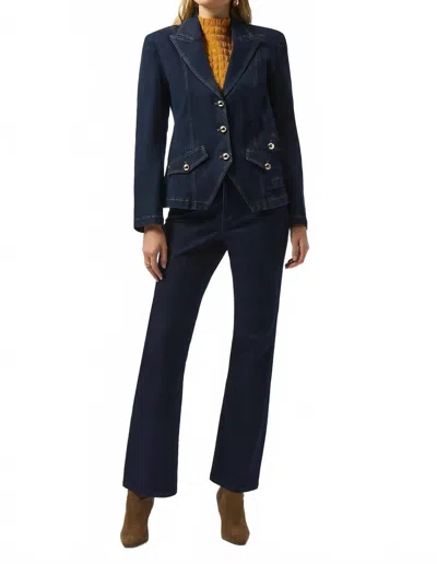 Joseph Ribkoff September Stretch Denim Fitted Blazer With Gold Buttons In Indigo In White