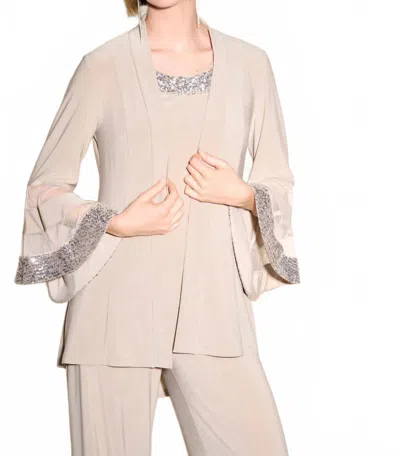 JOSEPH RIBKOFF SEQUIN ACCENT TWO PIECE SET IN LATTE/SILVER