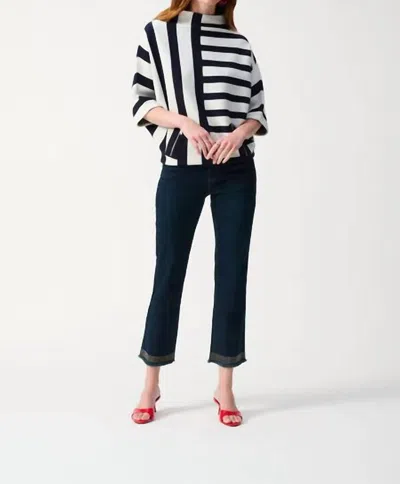 Joseph Ribkoff Sequin Bottom Jean In Indigo In Blue