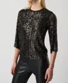 Joseph Ribkoff Sequin Boxy Top In Black And Gold Sequin In Multi