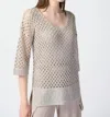 Joseph Ribkoff Open Stitch Sweater With Sequins In Champange In Beige
