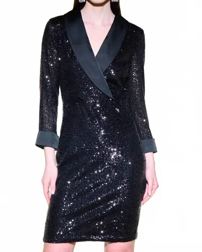 Joseph Ribkoff Sequin Long Sleeve Dress In Black