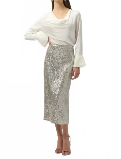 Joseph Ribkoff Sequin Pencil Skirt In Silver In Metallic