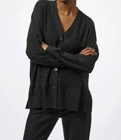 Joseph Ribkoff Sequined Button Front Relaxed Cardigan In Black In Multi