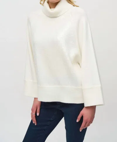 Joseph Ribkoff Sequined Cowl Neck Sweater In White