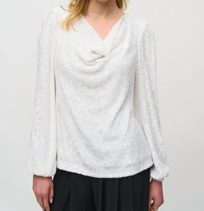 Joseph Ribkoff Sequined Cowl Neck Top In Crystal