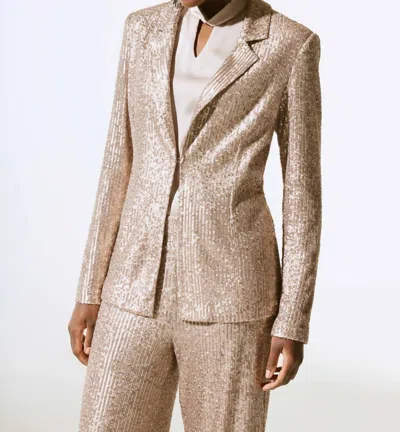 Joseph Ribkoff Sequined Long Sleeve Blazer In Matte Gold In Multi