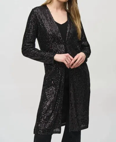 Joseph Ribkoff Sequined Long Sleeve Cover-up Jacket In Black