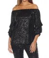 Joseph Ribkoff Sequined Off The Shoulder Top In Black