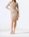 Joseph Ribkoff Sequined Open Back Party Dress In Matte Gold