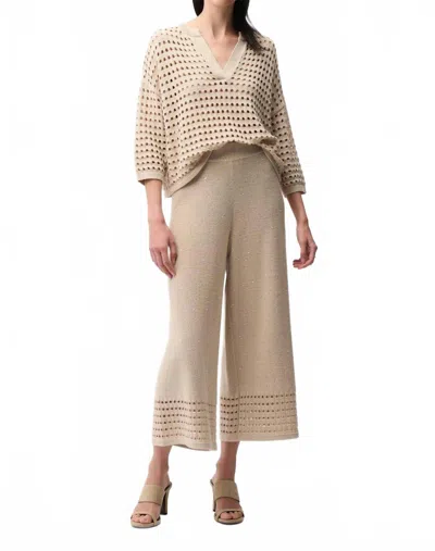Joseph Ribkoff Sequined Open-knit Culotte Pants In Parchment In Brown