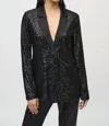 Joseph Ribkoff Sequined Satin Trim Blazer In Black