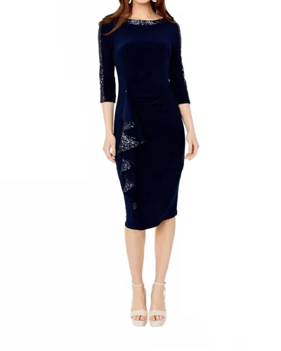 Joseph Ribkoff Sequined Sheath Midi Dress In Midnight Blue