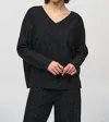 Joseph Ribkoff Sequined Sweater Knit Boxy Top In Black In Black