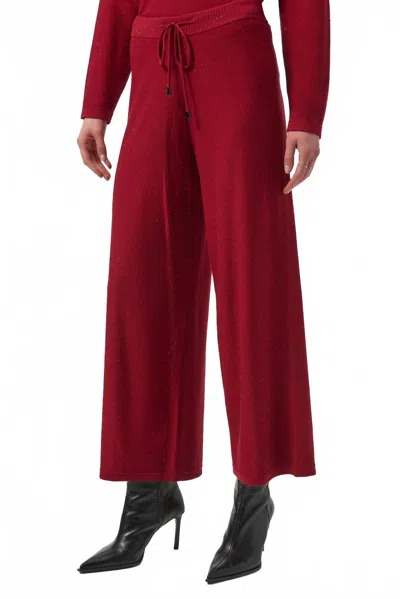 Joseph Ribkoff Sequined Sweater Knit Culotte Pants In Deep Cherry In Red