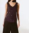 Joseph Ribkoff Sequined V-neck Tank In Blackcurrant
