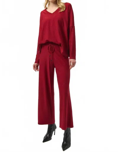Joseph Ribkoff Sequined Wide Leg Culotte Pants In Deep Cherry In Burgundy