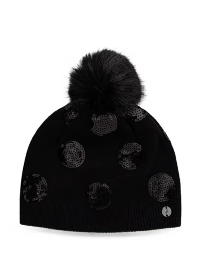 Joseph Ribkoff Sequin-embellished Pom-pom Beanie Hat In Purple