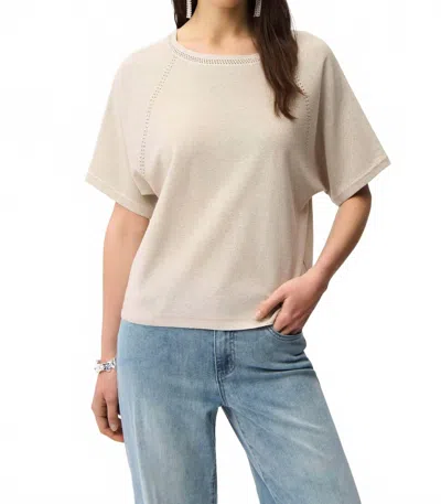 Joseph Ribkoff Sequins Yarn Short Sleeve Sweater In Moonstone In Neutral