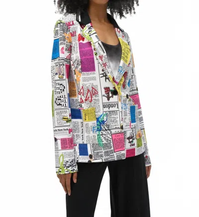 Joseph Ribkoff Serita Silky Knit Word Fitted Blazer In Multi-print