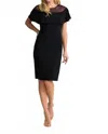 Joseph Ribkoff Sheer Neckline Midi Dress In Black In Black