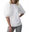 Joseph Ribkoff Sheer Puff Sleeve Pullover Top In White In White