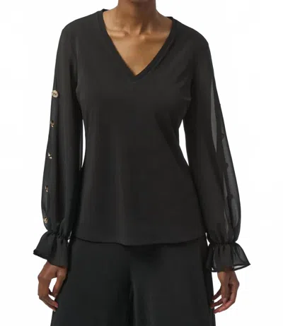 Joseph Ribkoff Sheer Sleeve Blouse In Black