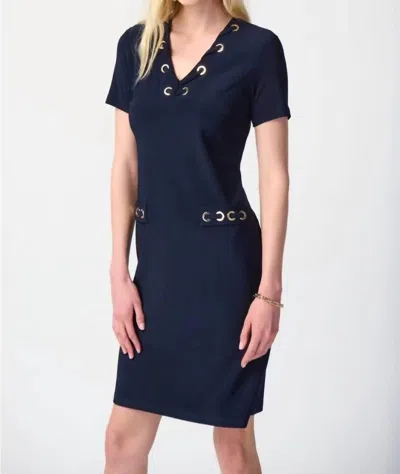 Joseph Ribkoff Shift Dress With Eyelets In Midnight In Multi
