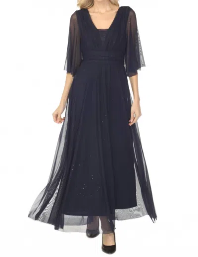 Joseph Ribkoff Shimmery A-line Evening Gown In Navy In Blue