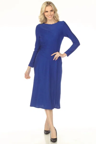 Joseph Ribkoff Shimmery Ruched Midi Fit & Flare Dress In Royal Sapphire In Blue