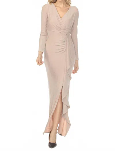 Joseph Ribkoff Shimmery Trumpet Evening Maxi Dress In Rose In Neutral