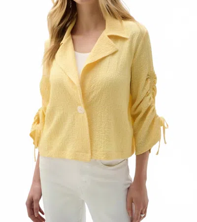 Joseph Ribkoff Shirred Sleeves Boxy Blazer Jacket In Mellow Yellow