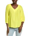 Joseph Ribkoff Shirred V-neck Top In Yellow