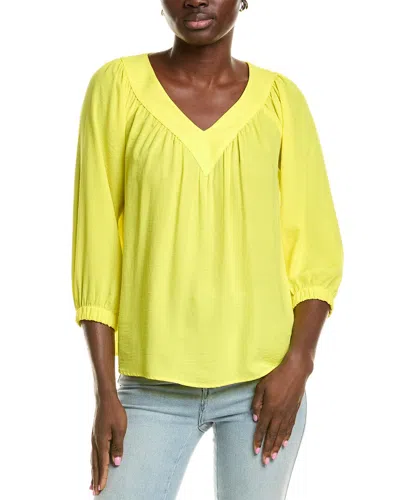 JOSEPH RIBKOFF SHIRRED V-NECK TOP